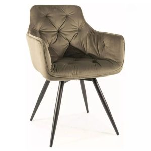 Krzesło tapicerowane MANGO VELVET oliwkowe obracane 845564