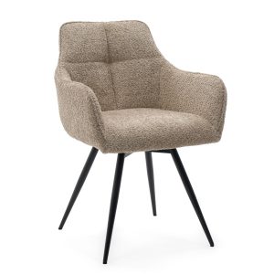 Krzesło tapicerowane obrotowe boucle do salonu QUATTRO beżowe 937477 Krzesło tapicerowane obrotowe boucle do salonu QUATTRO beżowe 937477