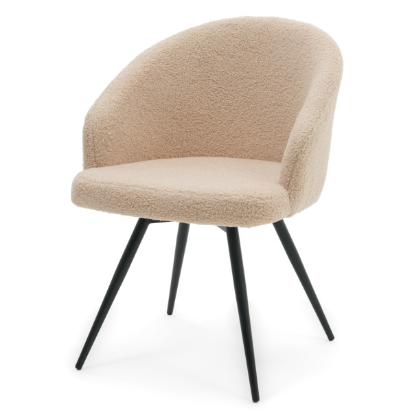 Krzesło tapicerowane obrotowe boucle teddy do salonu MODENA ciemnobeżowe 806348