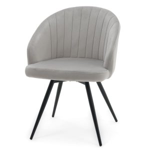 Krzesło tapicerowane obrotowe welurowe do salonu MODENA jasnoszare 806351 Krzesło tapicerowane obrotowe welurowe do salonu MODENA jasnoszare 806351