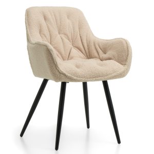 Krzesło tapicerowane pikowane boucle teddy SIENA ciemnybeż 187607