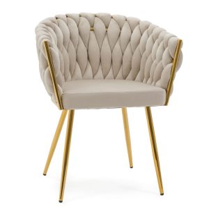 Krzesło tapicerowane plecione ROSA GOLD kaszmir do jadalni salonu 962694 Krzesło tapicerowane plecione ROSA GOLD kaszmir do jadalni salonu 962694