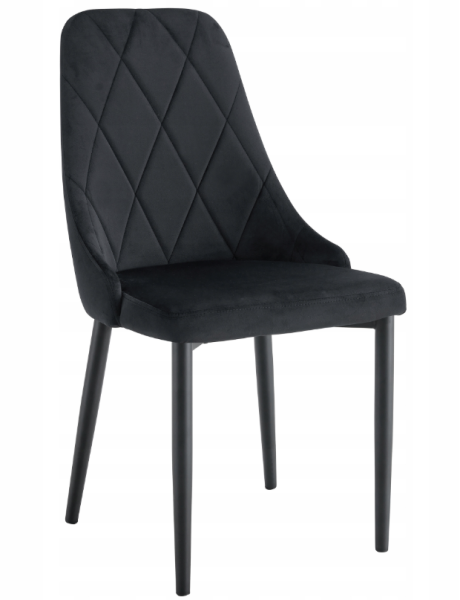 Krzesło tapicerowane salon welurowe stylowe glamour Eva KT201 czarne 763801