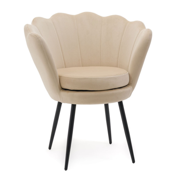 Krzesło tapicerowane SHELL BLACK beżowy na czarnych nogach do salonu 1002311