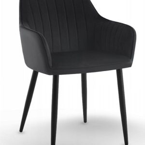 Krzesło tapicerowane velvet czarne MARIA3 paski loft glamour do salonu 927486