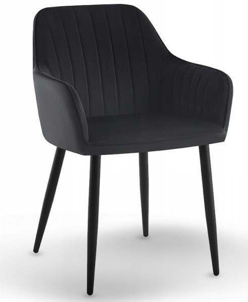 Krzesło tapicerowane velvet czarne MARIA3 paski loft glamour do salonu 927486