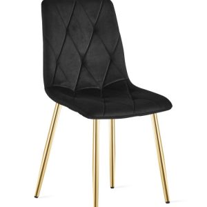 Krzesło tapicerowane velvet LIBRA czarne złote nogi do kuchni salonu 966786
