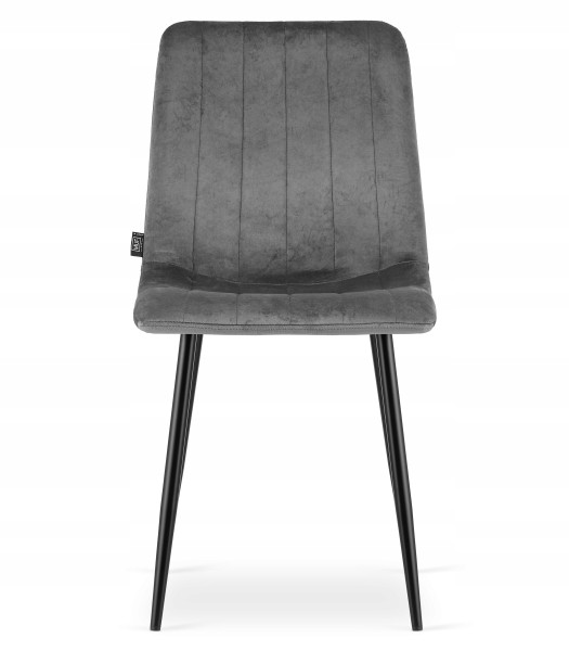 Krzesło Tapicerowane Welur Velvet Do Salonu Kuchni Jadalni Szare Simple 958380