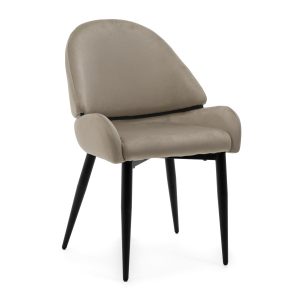 Krzesło tapicerowane welurowe do salonu BERGAMO ciemnobeżowe 480365 Krzesło tapicerowane welurowe do salonu BERGAMO ciemnobeżowe 480365