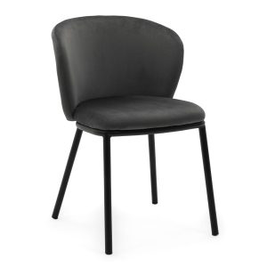 Krzesło Tapicerowane Welurowe Do Salonu Jadalni Szare BARI 325993 Krzesło Tapicerowane Welurowe Do Salonu Jadalni Szare BARI 325993