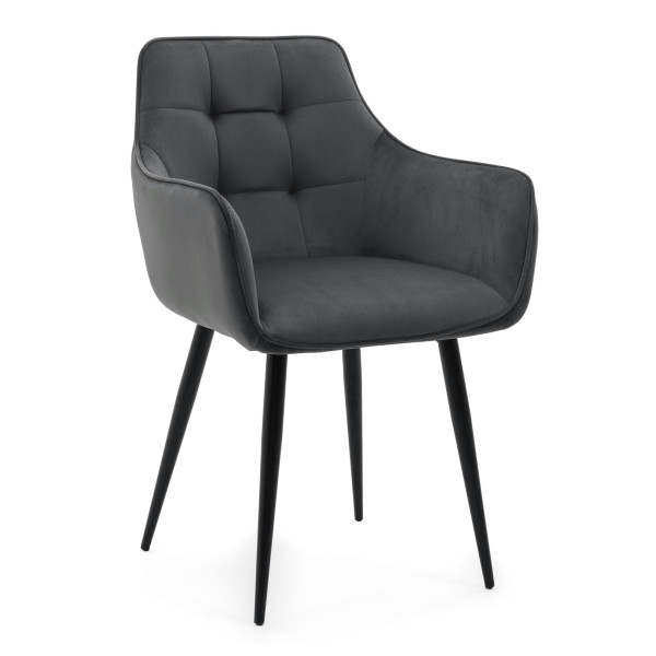 Krzesło tapicerowane welurowe GALLO velvet szare 325999