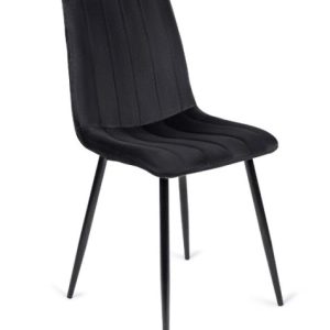 Krzesło Tapicerowane Welurowe Kuchenne Do Jadalni Salonu Loft Czarne IBIS 104496 Krzesło Tapicerowane Welurowe Kuchenne Do Jadalni Salonu Loft Czarne IBIS 104496