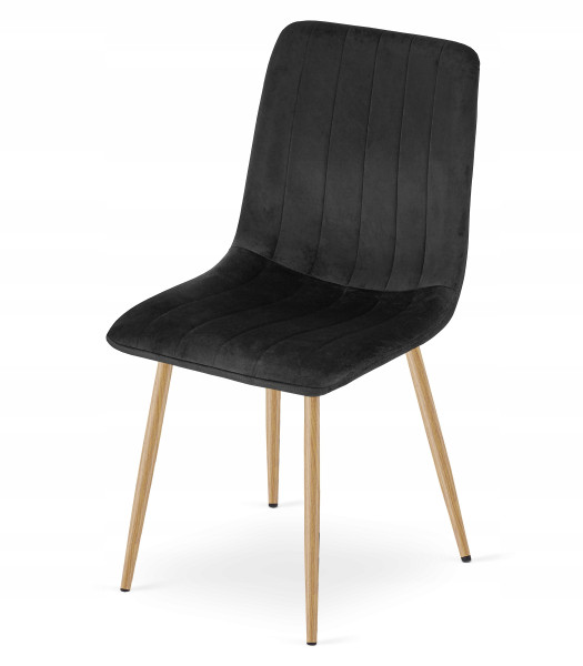 Krzesło Tapicerowane Welurowe Velvet Do Salonu Kuchni Jadalni Czarne Simple 958365