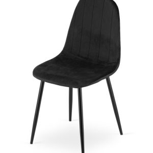 Krzesło Tapicerowane Welurowe Velvet Do Salonu Kuchni Jadalni Roka Czarne 1022938