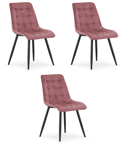 Krzesło velvet ciemny róż SPLIT czarne nogi loft do kuchni jadalni x3 1063078