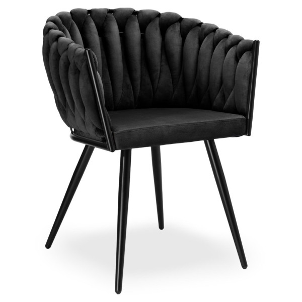 Krzesło welurowe plecione ASTON VELVET czarne 334747