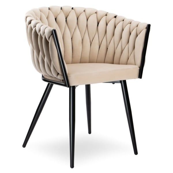 Krzesło welurowe plecione COFTON Black VELVET beżowy 569794