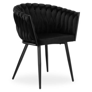 Krzesło welurowe plecione COFTON Black VELVET czarny 569804 Krzesło welurowe plecione COFTON Black VELVET czarny 569804