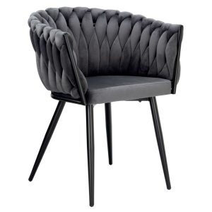Krzesło welurowe plecione COFTON Black VELVET grafitowy 569807 Krzesło welurowe plecione COFTON Black VELVET grafitowy 569807