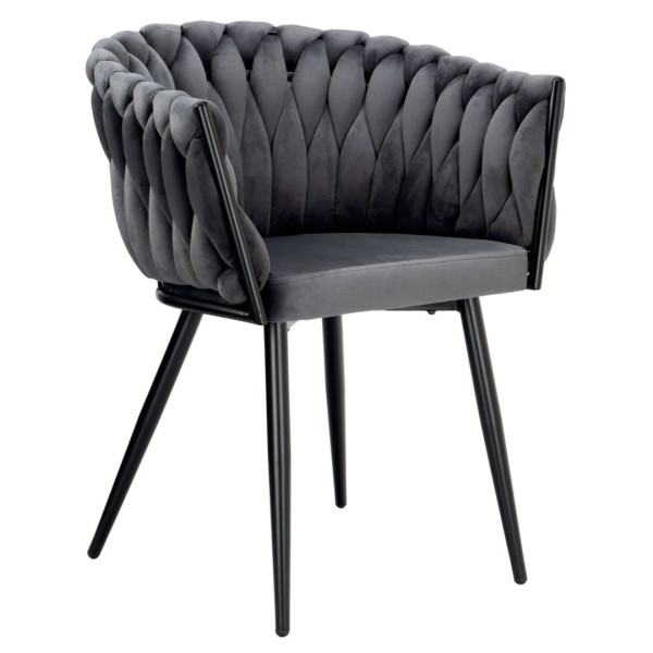 Krzesło welurowe plecione COFTON Black VELVET grafitowy 569807