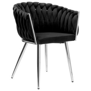 Krzesło welurowe plecione COFTON chrom VELVET czarny 334750 Krzesło welurowe plecione COFTON chrom VELVET czarny 334750