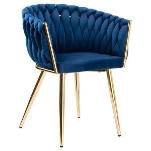 Krzesło welurowe plecione COFTON gold VELVET granatowy 334743 Krzesło welurowe plecione COFTON gold VELVET granatowy 334743