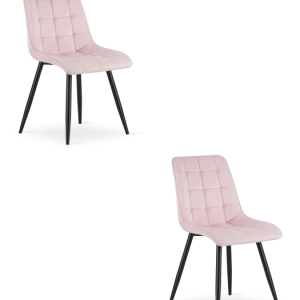 Krzesło welurowe różowe SPLIT czarne nogi 2 szt. velvet loft do jadalni 1063084 Krzesło welurowe różowe SPLIT czarne nogi 2 szt. velvet loft do jadalni 1063084