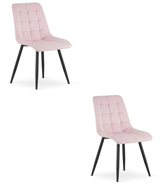 Krzesło welurowe różowe SPLIT czarne nogi 2 szt. velvet loft do jadalni 1063084