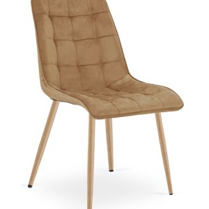 Krzesło welurowe SPLIT brązowe nogi dąb velvet do jadalni salonu 1063046 Krzesło welurowe SPLIT brązowe nogi dąb velvet do jadalni salonu 1063046