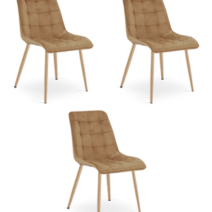 Krzesło welurowe SPLIT brązowe nogi dąb velvet do jadalni salonu x3 1063079 Krzesło welurowe SPLIT brązowe nogi dąb velvet do jadalni salonu x3 1063079