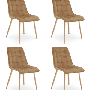 Krzesło welurowe SPLIT brązowe nogi dąb velvet do jadalni salonu x4 1063012 Krzesło welurowe SPLIT brązowe nogi dąb velvet do jadalni salonu x4 1063012