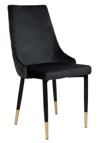 Krzesło welurowe tapicerowane Vermont Velvet czarne 334988