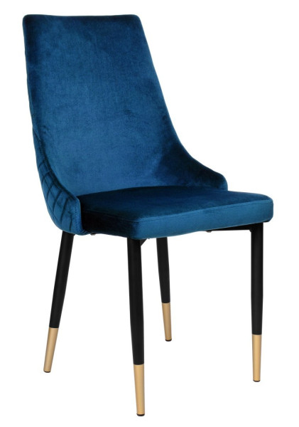 Krzesło welurowe tapicerowane Vermont Velvet granatowe 334993