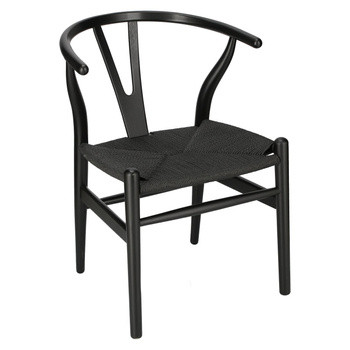 Krzesło Wicker color czarne/czarne inspirowane Wishbone 63480