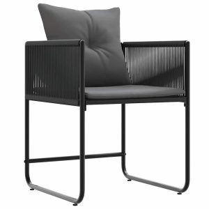 Krzesło z poduszką 4 pcs Czarny i antracyt Rattan PE 946351 Krzesło z poduszką 4 pcs Czarny i antracyt Rattan PE 946351