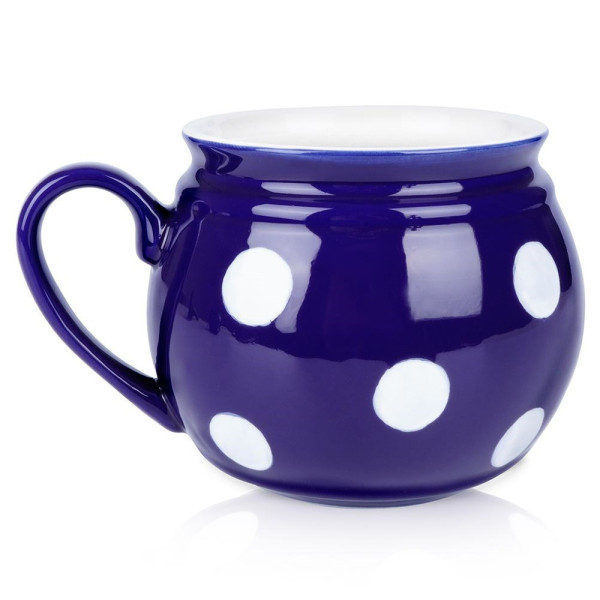 Kubek ceramiczny niebieski w grochy 850 ml 353846