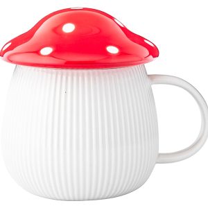 Kubek ceramiczny Pod kapeluszem 370 ml biało-czerwony 801187