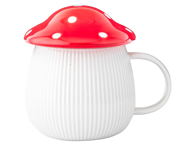 Kubek ceramiczny Pod kapeluszem 370 ml biało-czerwony 801187