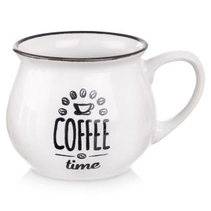 Kubek ceramiczny z uchem do kawy herbaty biały 320 ml 155831