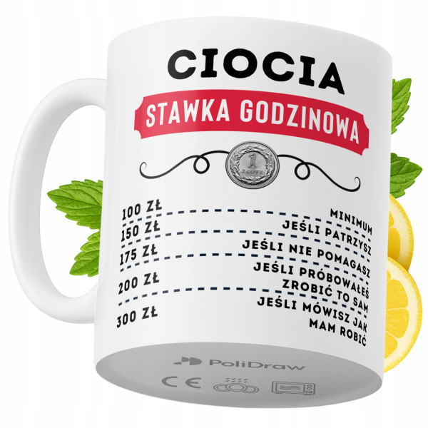 Kubek Dla Cioci na Prezent z Nadrukiem ze Zdjęciem 330 ml PoliDraw 973053