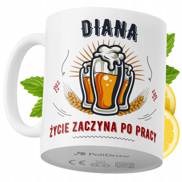 Kubek Dla Diany na Prezent z Nadrukiem ze Zdjęciem 330 ml PoliDraw 972548