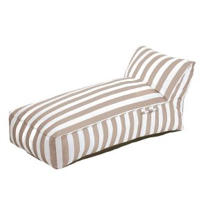 Leżanka MARIS w biało-beżowe paski 70x150x65 cm HOMLA 1033491