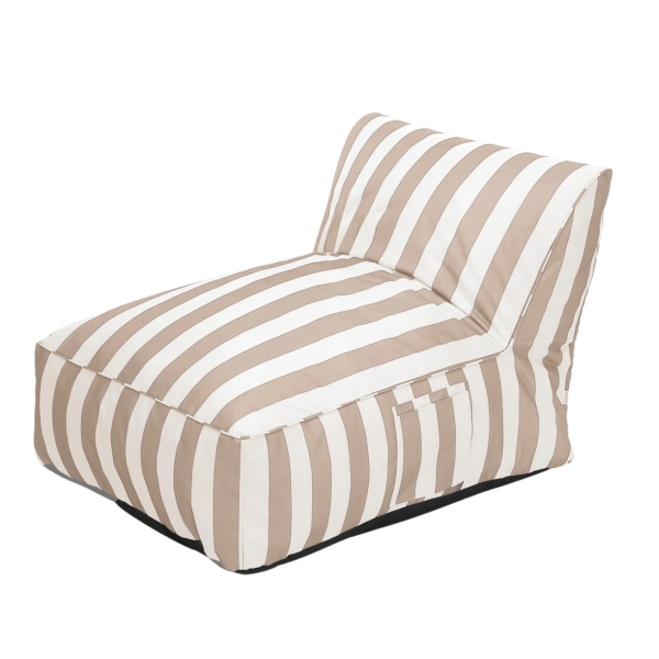 Leżanka MARIS w biało-beżowe paski 72x102x65 cm HOMLA 1033492