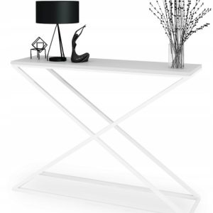 Loftowa Konsola X Przedpokój Metal 110x30x80 Biała+Biały Mat 913168
