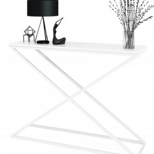 Loftowa Konsola X Przedpokój Metal 110x30x80 Biała+Biały Połysk 913165