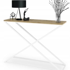 Loftowa Konsola X Przedpokój Metal 110x30x80 Biała+Dąb Artisan 913149