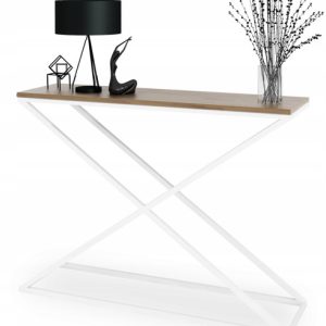 Loftowa Konsola X Przedpokój Metal 110x30x80 Biała+Dąb Lancelot 913159