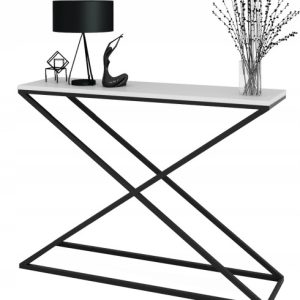 Loftowa Konsola X Przedpokój Metal 110x30x80 Czarna+Biały Mat 913156 Loftowa Konsola X Przedpokój Metal 110x30x80 Czarna+Biały Mat 913156