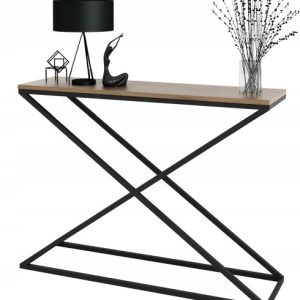Loftowa Konsola X Przedpokój Metal 110x30x80 Czarna+Dąb Lancelot 913157 Loftowa Konsola X Przedpokój Metal 110x30x80 Czarna+Dąb Lancelot 913157