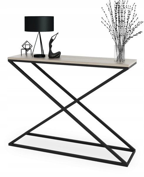 Loftowa Konsola X Przedpokój Metal 110x30x80 Czarna+Dąb Sonoma 913150